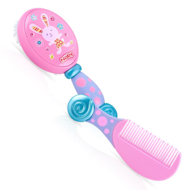 Nuby - Set de cepillo y peine para bebé rosado