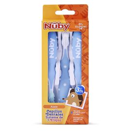 Nuby - Set cepillo dental x 3 unidades celeste