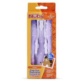 Nuby - Set cepillo dental x 3 unidades morado