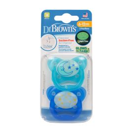 Dr.Browns - Chupón Set de 2 Chupones Prevent Brilla en la Oscuridad azul 6-12m