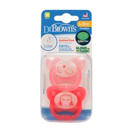 Dr.Browns - Chupón Set de 2 Chupones Prevent Brilla en la Oscuridad rosa 6-12m