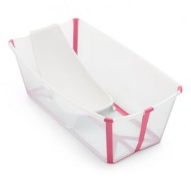 Bañera flexible transparente/rosado con respaldar-Stokke