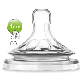 Philips Avent - Tetina natural 2.0 de Flujo Lento para bebé de 1m+ (2 piezas)