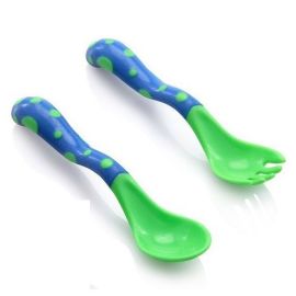 Set de Cubiertos - Cuchara y Tenedor verde - 18m+ Nuby  